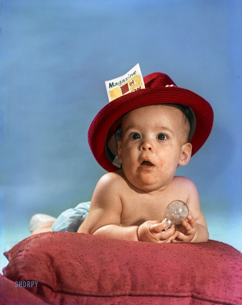 From around 1960 comes this News Archive portrait of a young paparazzo labeled "Magazine Promotion." His friends call him Flash. 4x5 inch Kodak color negative. View full size.
