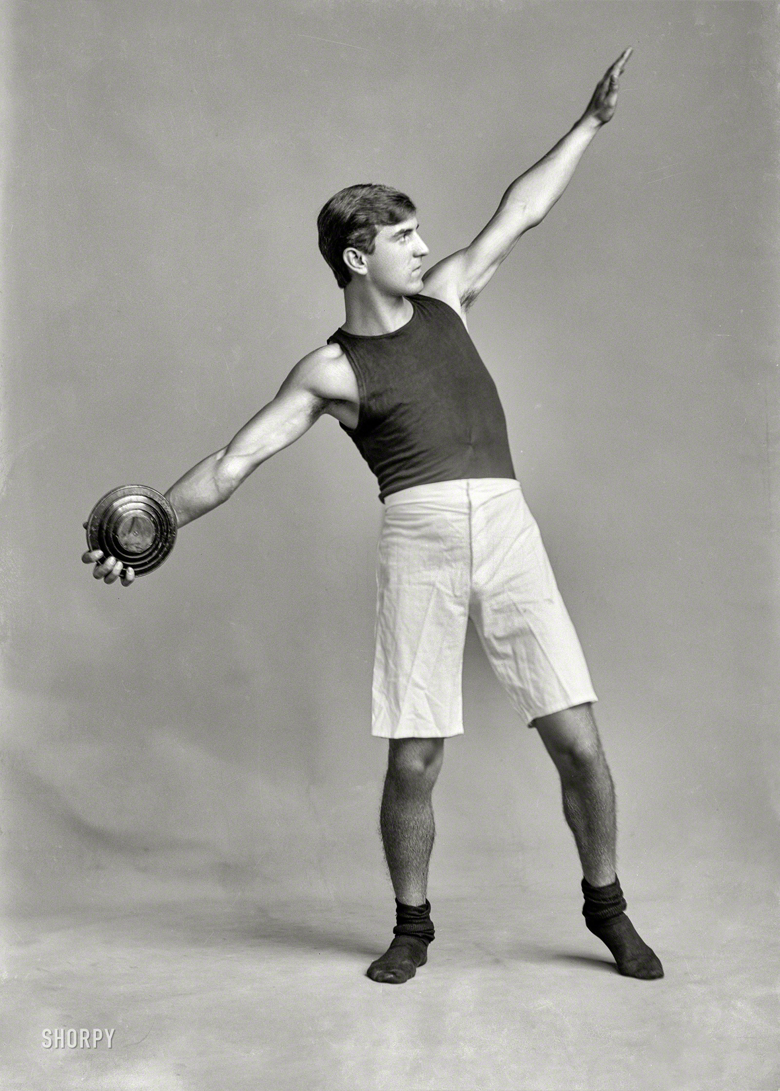 Washington, D.C., circa 1905. "A.C. Duganne, Technical High School." Track and field athlete Alfred C. "Duke" Duganne (1887-1964). 5x7 glass negative from the C.M. Bell portrait studio. View full size.