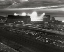 June 30, 1950. "Cleveland Municipal Stadium during Cleveland-Detroit night baseball game." Photo by Carl McDow. Library of Congress Prints and Photographs Collection. View full size.