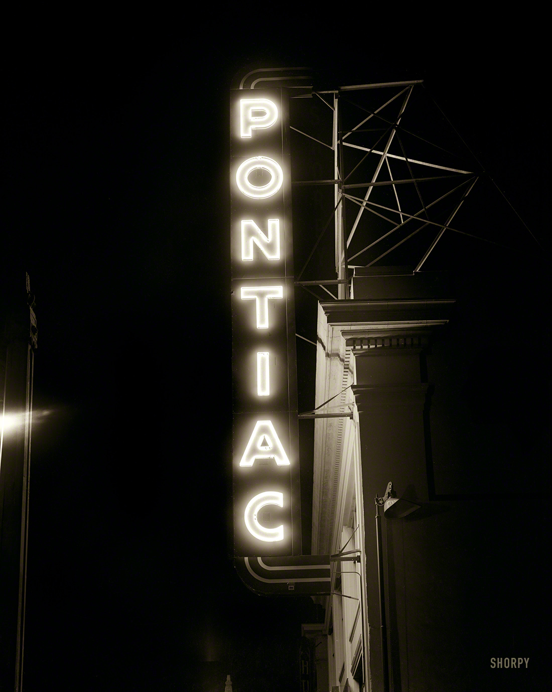 1948. "George Daniels Pontiac, Van Ness Avenue." The San Francisco car dealer&shy;ship whose interior we've seen here. 8x10 acetate negative. View full size.