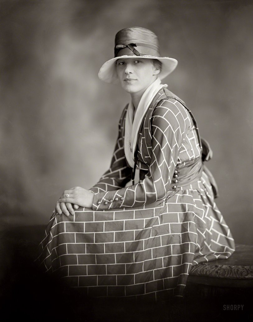 Washington, D.C., circa 1920. "Swartzbaugh, C.E., Mrs." Who'll be the first to write on her wall? Harris &amp; Ewing Collection glass negative. View full size.
