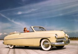 "1949 Mercury Eight convertible coupe." A golden Forty-Niner if there ever was one. Color transparency from the Ford Motor Co. photographic archives. View full size.