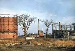January 1941. "Industrial area around New Bedford, Massachusetts." 35mm Kodachrome transparency by Jack Delano. View full size.