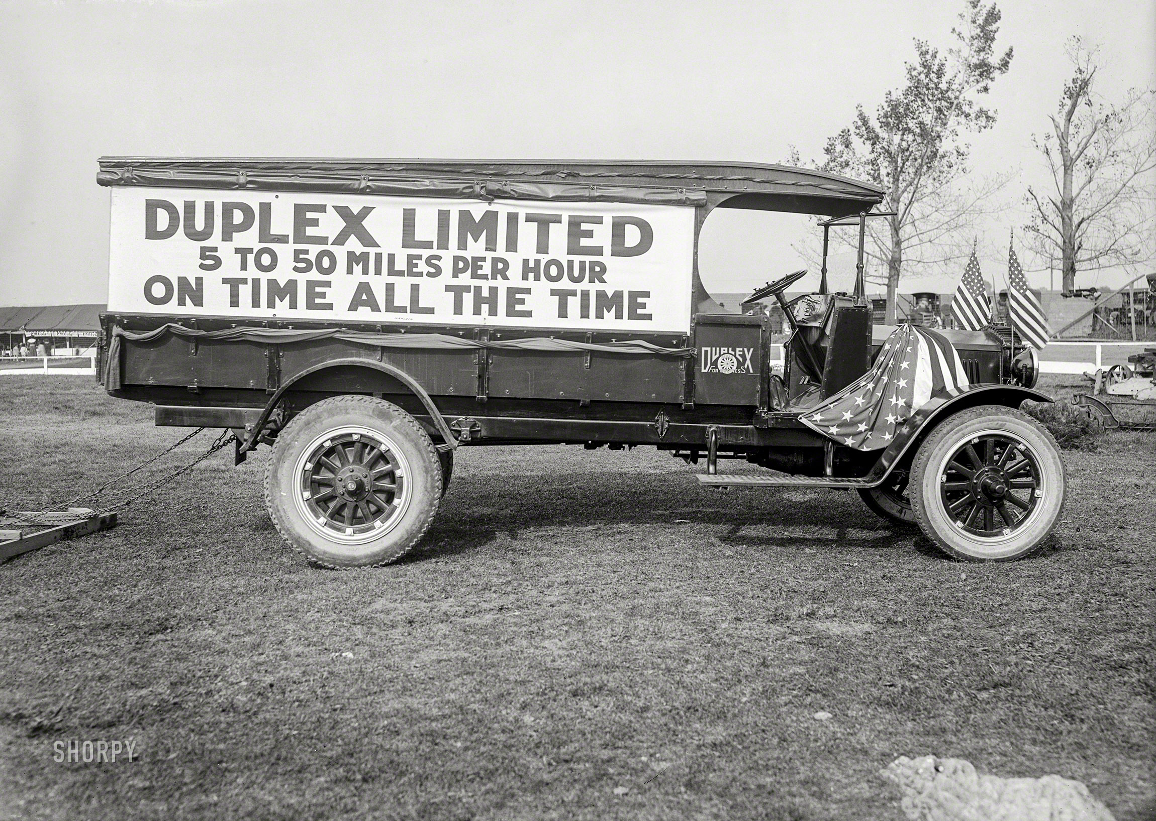 October 1921. Frederick, Maryland. "Washington Herald tours -- Duplex truck, Frederick Fair." National Photo Company Collection glass negative. View full size.