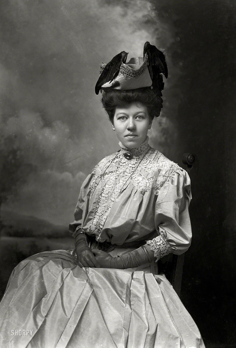 "Unidentified woman. Between 1873 and ca. 1916." Her noggin appropriately ovoid. From the C.M. Bell portrait studio in Washington, D.C. View full size.
