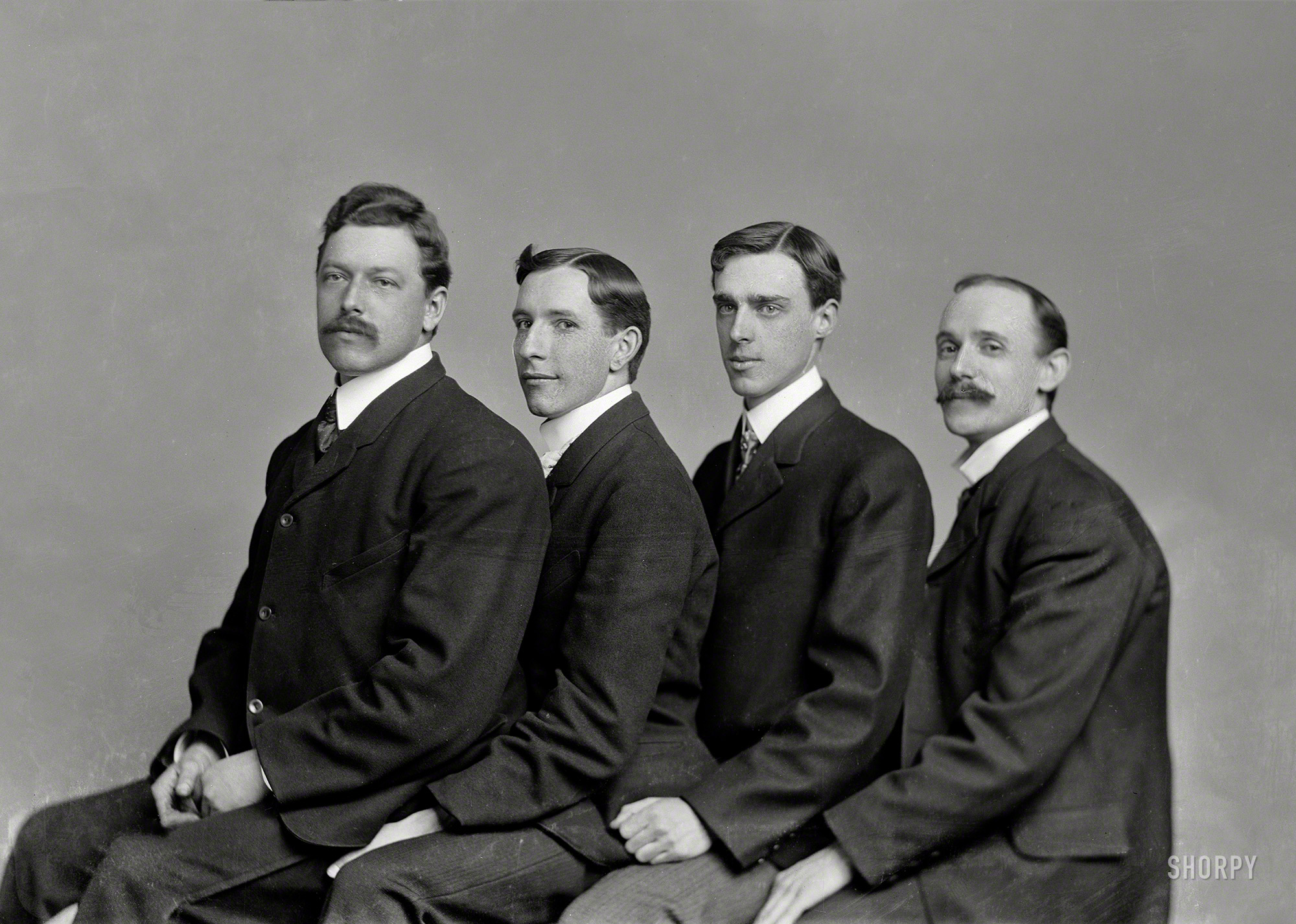 Washington, D.C., circa 1900. "Unidentified group." Who's up for another chorus of "Sweet Adeline"? C.M. Bell portrait studio glass negative. View full size.