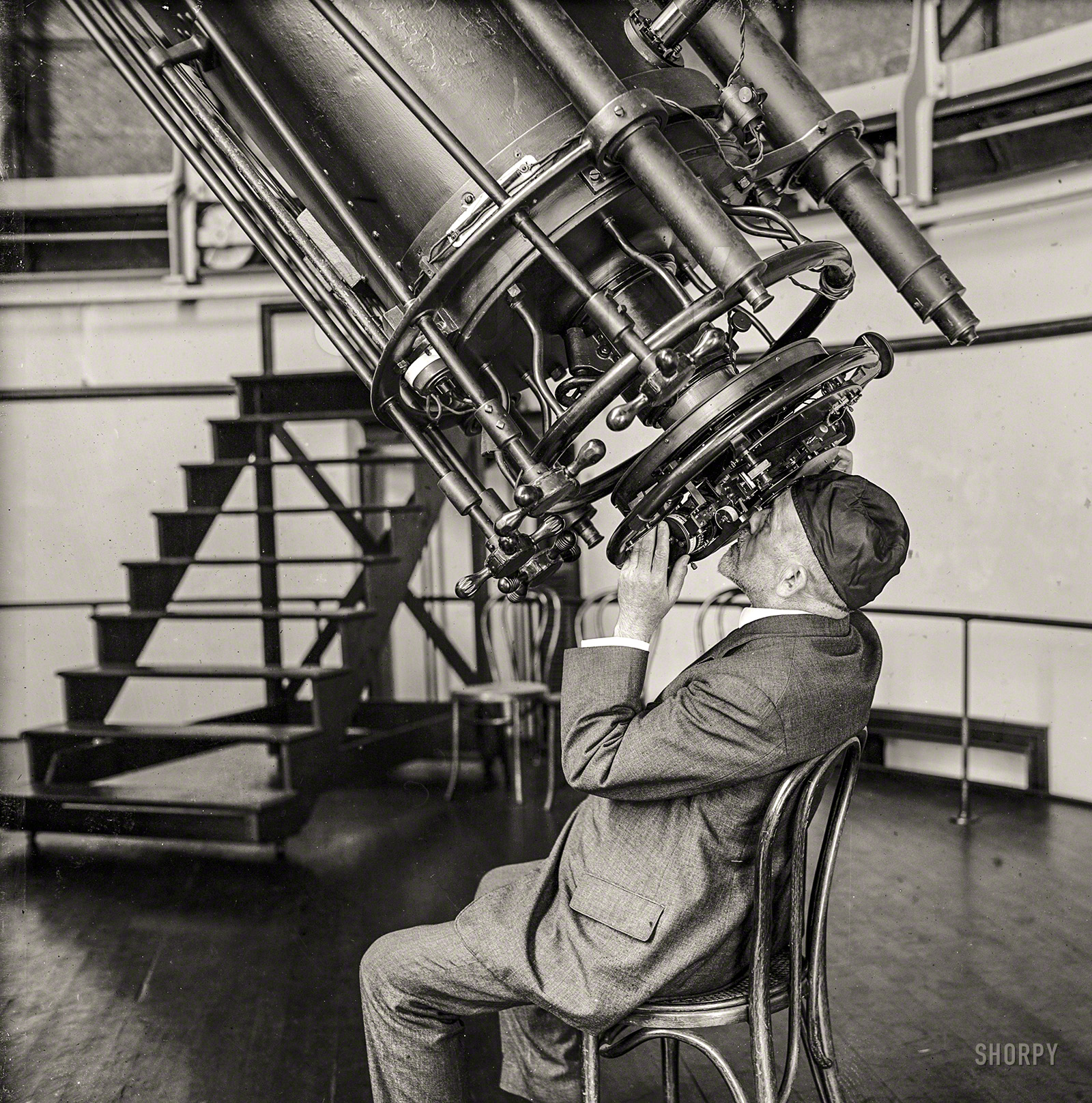 August 18, 1924. "Prof. Hall of Naval Observatory with 26-inch telescope." National Photo Company Collection glass negative. View full size.