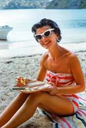 January 1959. "At the Mill Reef Club in Antigua." 35mm Kodachrome slide by Toni Frissell for the Sports Illustrated assignment "The Antigua Way of Life." View full size.