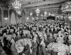 October 3, 1938. "Meeting of Pontiac salesmen at Fairmont Hotel, San Francisco." Representing all the many tribes of the great Pontiac Nation. 8x10 acetate negative, originally from the Wyland Stanley collection. View full size.