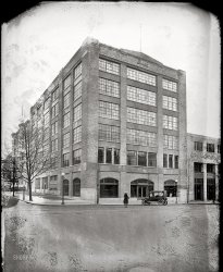 Washington, D.C., circa 1921. "Buick Building, Fourteenth and L Sts. N.W." 8x6 inch glass negative, National Photo Company Collection. View full size.

New Buick Plant Here
&nbsp; &nbsp; &nbsp; &nbsp; Factory branch, Buick Motor Company's new assembling plant and office building, will be erected on site of the Unitarian Church property at Fourteenth and L streets northwest. The property has been leased by the company for ten years at a total rental of over $300,000. (Washington Post, April 18, 1920)

