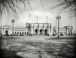 Washington, D.C., circa 1923. "Union Station." You'll come for the trains but stay for the sculpture. National Photo Company glass negative. View full size.