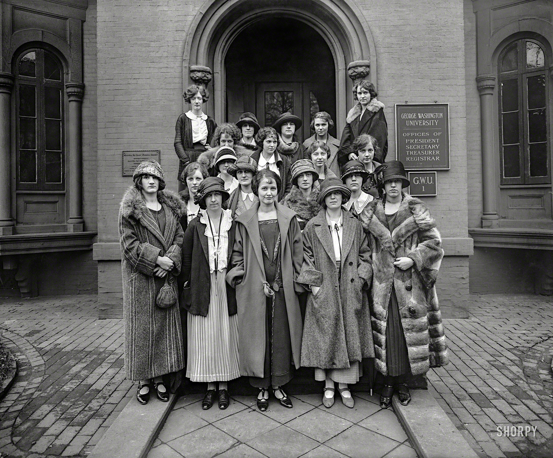Washington, D.C., circa 1924. "George Washington University group." Not afraid of Virginia Woolf. National Photo Company glass negative. View full size.