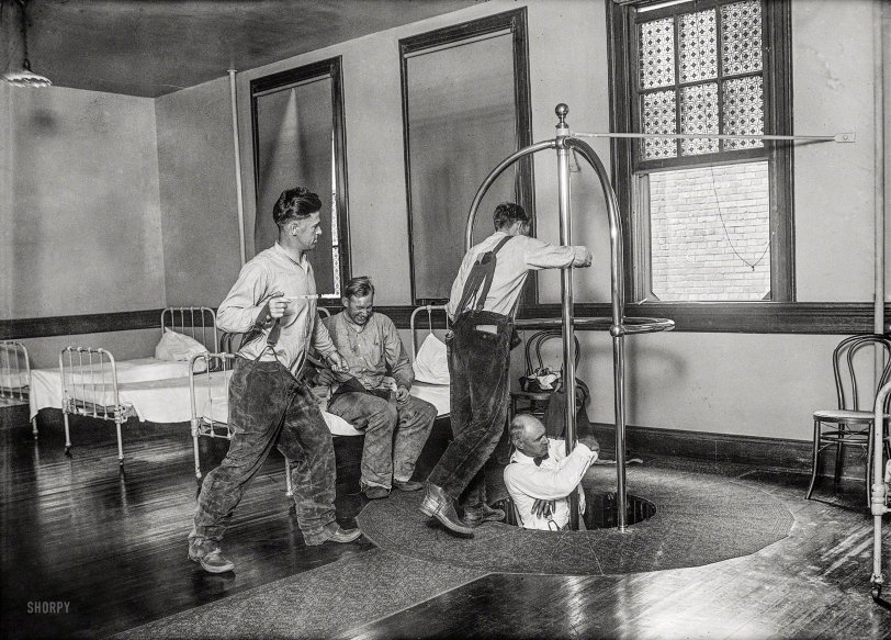 Washington, D.C., 1922. "Fire layout -- answering the fire bell." The start of an exciting new mini-series here on Shorpy. Harris &amp; Ewing photo. View full size.
