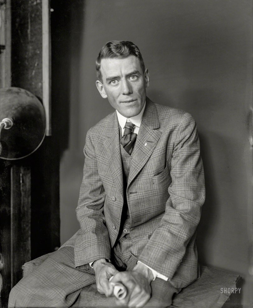 Washington, D.C., circa 1917. "B.J. Cullen." Whose piercing gaze COMPELS YOU to further identify him in the comments below! National Photo Company glass negative. View full size.

