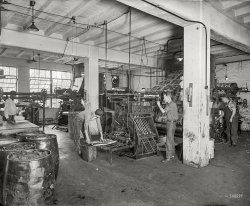&nbsp; &nbsp; &nbsp; &nbsp; For another view click here.
1926. "Rotogravure press, Lanman Engraving Co." Printing the Sunday, Aug. 29 "Pictorial Section" of the Washington Post. 8x10 glass negative. View full size.