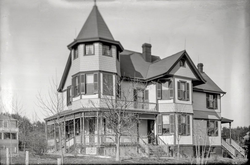 The Douglas family home in Takoma Park, Maryland, circa 1895. Click here for a circa 1960 view, a few years before it was demolished to make way for a nursing home. 5x7 glass plate by Edward M. Douglas. View full size.
