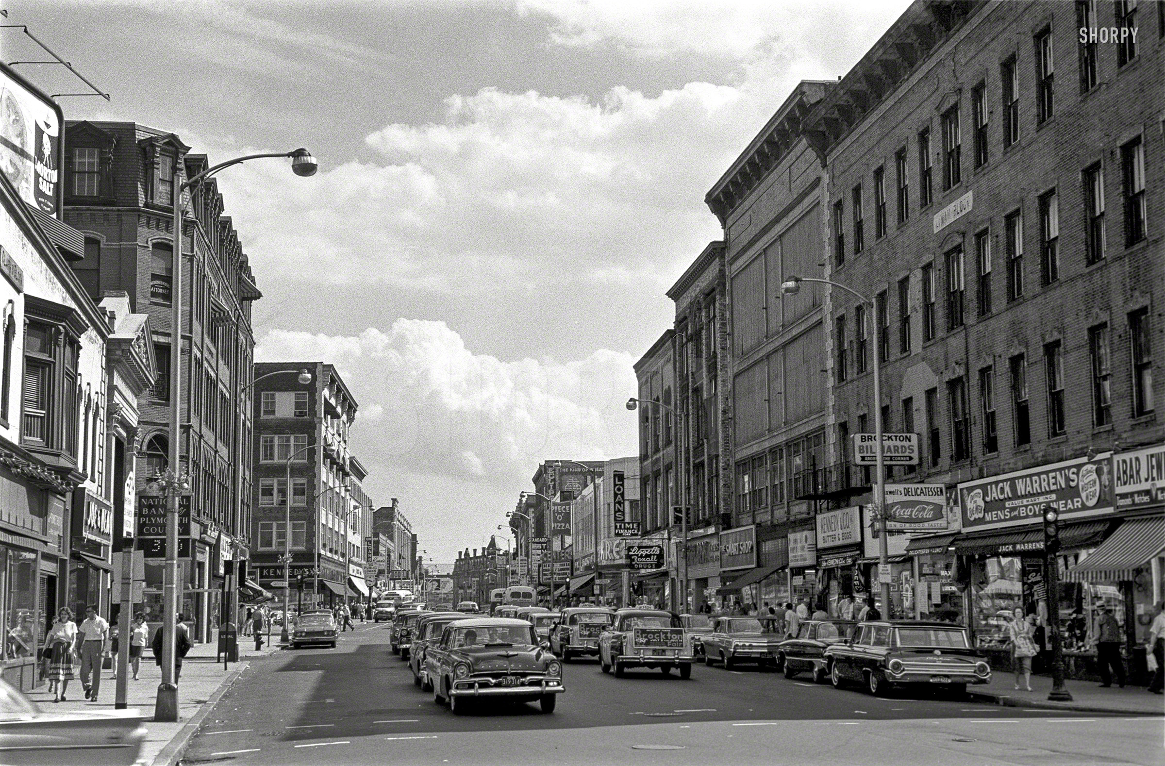 "Street scene, Brockton, Massachusetts, July 1962." You'll find Shorpy at the Piece 'O' Pizza. 35mm negative, photographer unknown. View full size.