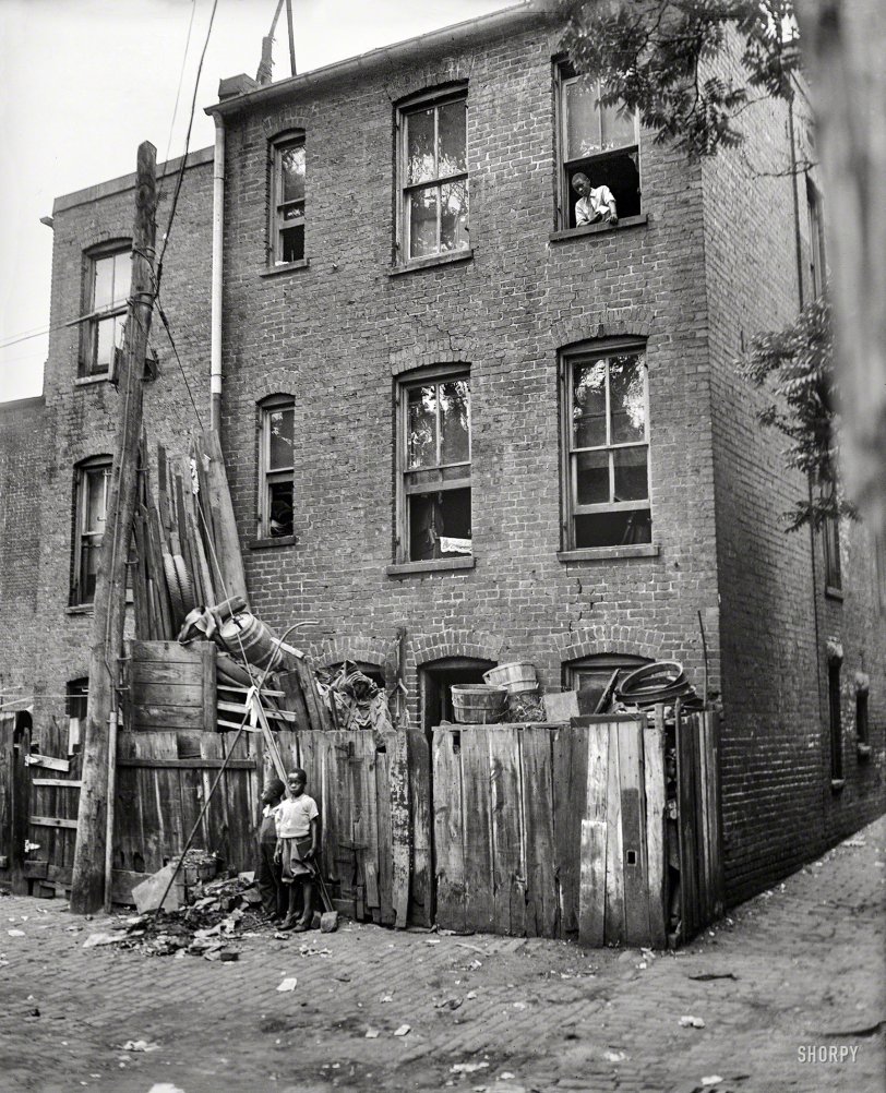 1935. "Row houses in Washington, D.C." Running the vertical gamut from natty to gritty. Harris &amp; Ewing Collection glass negative. View full size.
