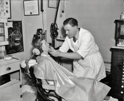 Jan. 24, 1936. Washington, D.C. "NO CAPTION (dentist)." Feel free to improvise your own dialogue. Harris & Ewing Collection glass negative. View full size.