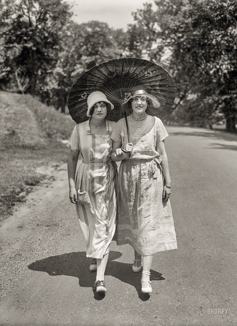 1924. Washington, D.C. "Rock Creek Park. Miss Katherine Wren and Norvelle Munford." Harris &amp; Ewing Collection glass negative. View full size.
