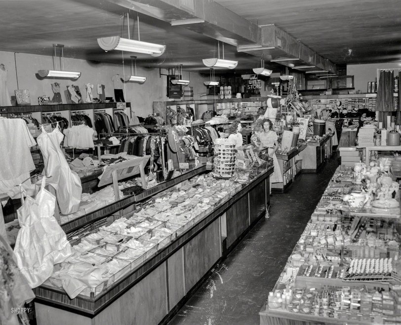 Columbus, Georgia, circa 1953. "The Witt Store." Your headquarters for notions, sundries, gewgaws and baubles. 4x5 inch acetate negative. View full size.
