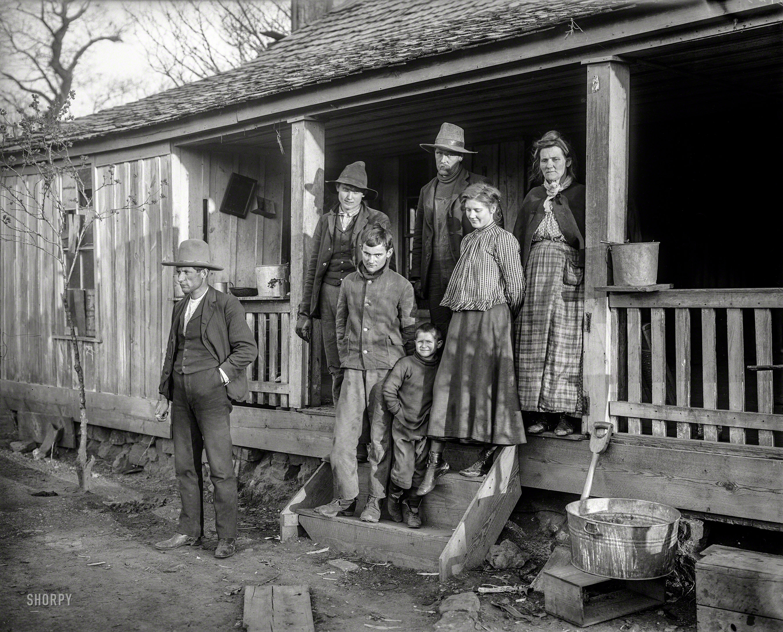 1913. "Widder Vaught's family, Arkansas." 8x10 inch glass negative by Joseph Kossuth Dixon for department store magnate Rodman Wanamaker's "Expedition of Citizenship to the American Indian." View full size.