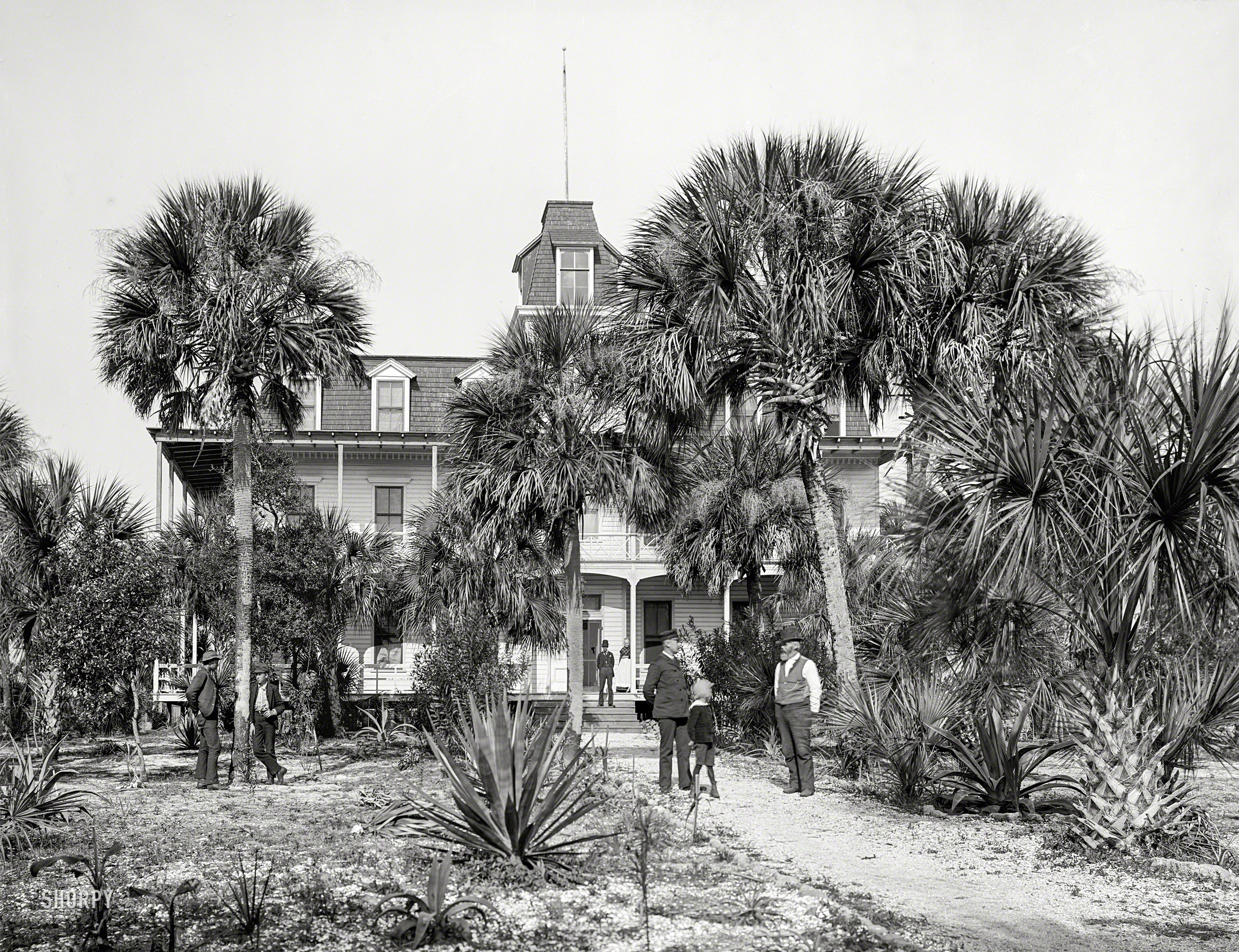 Brevard County, Florida, circa 1897. "Hotel Eau Gallie, Indian River." 8x10 inch dry plate glass negative by William Henry Jackson. View full size.