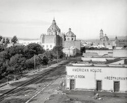 San Luis Potosi, Mexico, circa 1897. "Church of Carmen, rear view." 8x10 inch dry plate glass negative, Detroit Publishing Company. View full size.