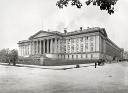 Circa 1897. "U.S. Treasury building, Washington, D.C." 8x10 inch dry plate glass negative by William Henry Jackson, Detroit Photographic Co. View full size.