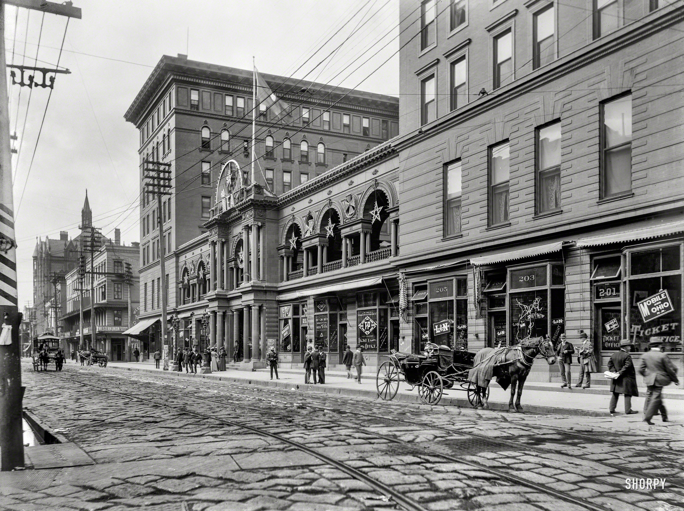 New Orleans circa 1900. "St. Charles Hotel, St. Charles Street." Welcome NEA members! 8x10 inch glass negative, Detroit Publishing Company. View full size.