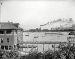 1899. "Toledo Yacht Club. View from Riverside Park on Maumee River." 8x10 inch dry plate glass negative, Detroit Photographic Company. View full size.