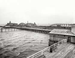 New Orleans, 1901. "Roller coaster and pier at West End, Lake Pontchartrain." 8x10 inch glass negative, Detroit Photographic Company. View full size.