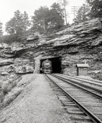 Circa 1900. "Nay Aug Tunnel, Scranton, Pennsylvania." 8x10 inch dry plate glass negative, Detroit Photographic Company. View full size.