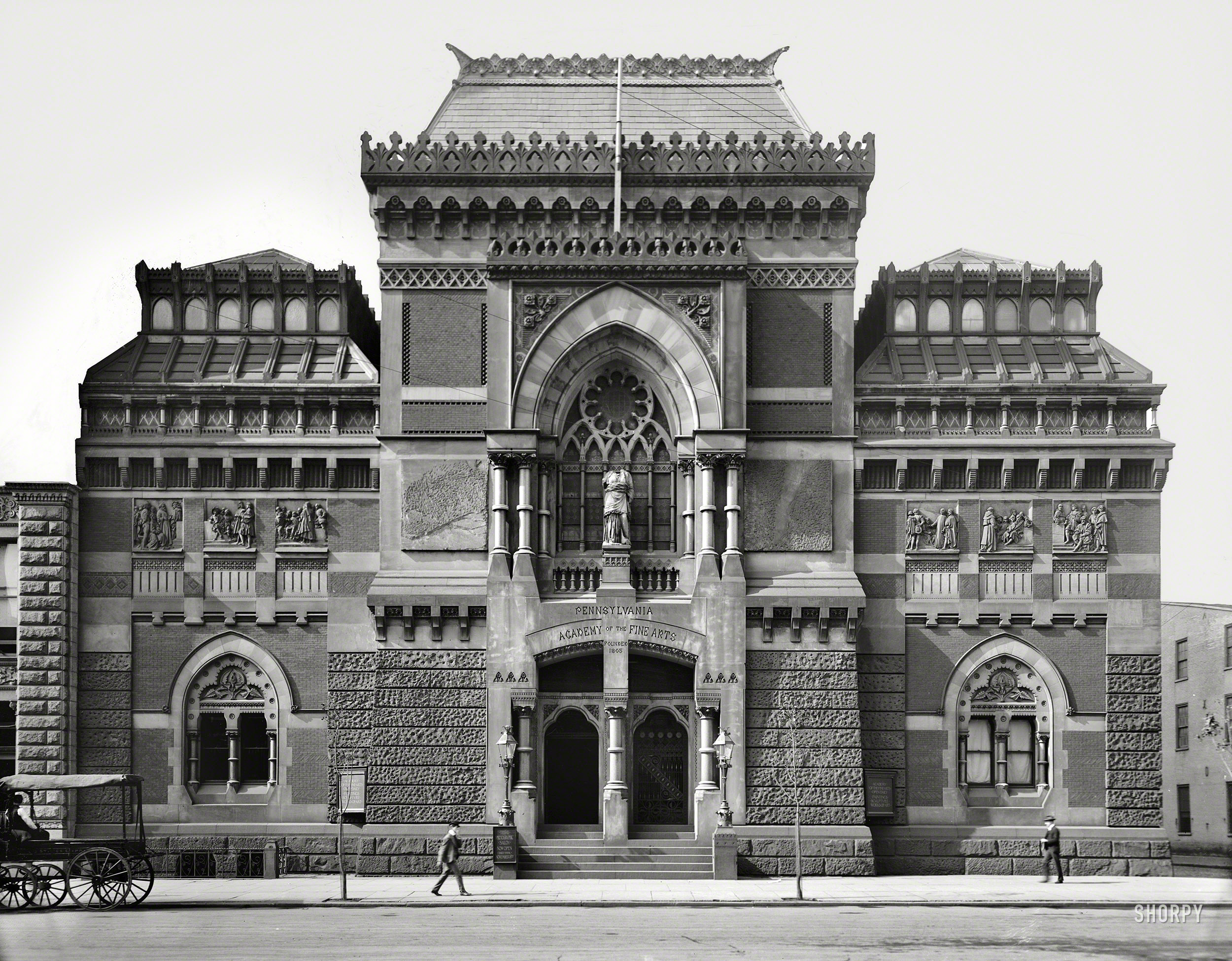 1900. "Pennsylvania Academy of the Fine Arts, Philadelphia." Who can fill us in on that headless statue? 8x10 inch dry plate glass negative. View full size.
