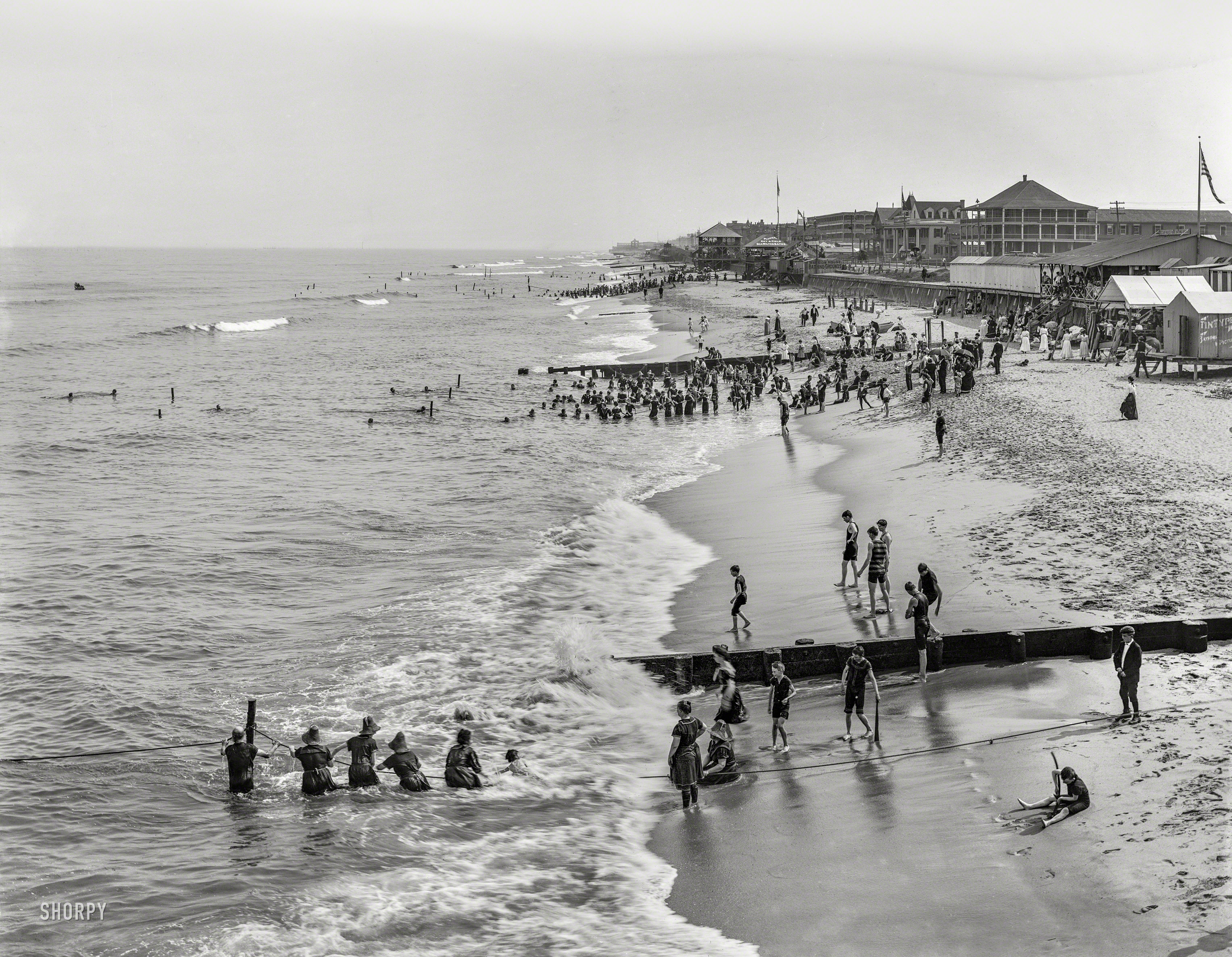 The Jersey Shore circa 1900. "The beach at Long Branch." 8x10 inch dry plate glass negative, Detroit Publishing Company. View full size.