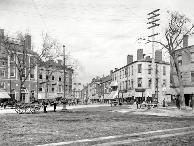 1902. "Public square -- Portsmouth, New Hampshire." Try our free filling station! 8x10 inch glass negative, Detroit Publishing Company. View full size.
