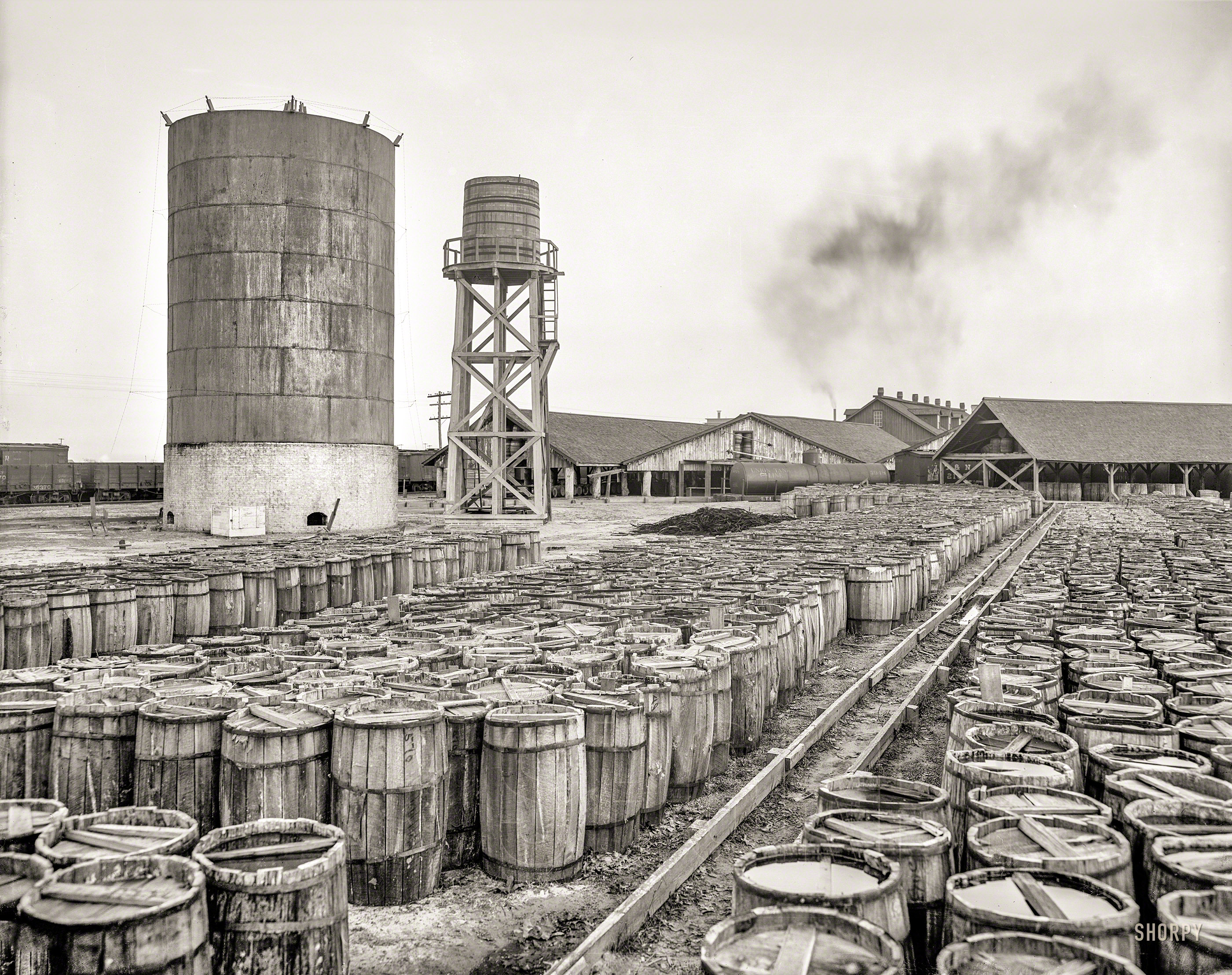 1903. "Plant of the Consolidated Naval Stores Company, Pensacola, Florida. Resin and turpentine." 8x10 inch dry plate glass negative. View full size.