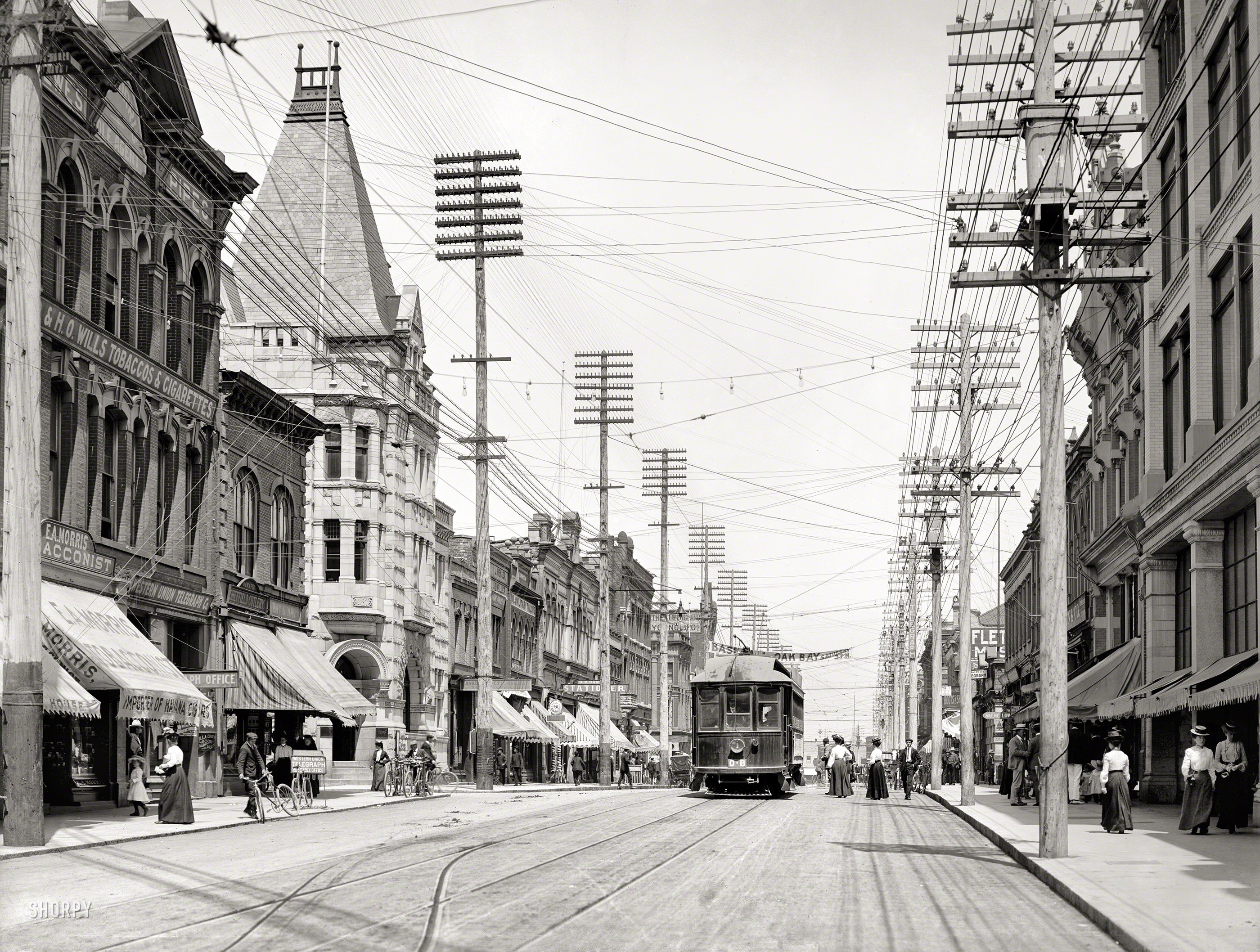 Circa 1903. "Government Street -- Victoria, British Columbia." 8x10 inch dry plate glass negative, Detroit Publishing Company. View full size.