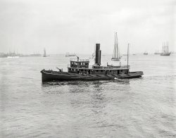 Boston circa 1905. "Fireboat, Engine No. 44." 8x10 inch dry plate glass negative, Detroit Photographic Company. View full size.