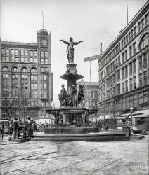 1904. "Tyler Davidson Fountain ('The Genius of Water'), Cincinnati, O." 8x10 inch dry plate glass negative, Detroit Photographic Company. View full size.