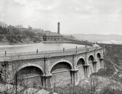 Cincinnati circa 1904. "Reservoir and pumping station, Eden Park."  8x10 inch dry plate glass negative, Detroit Photographic Company. View full size.