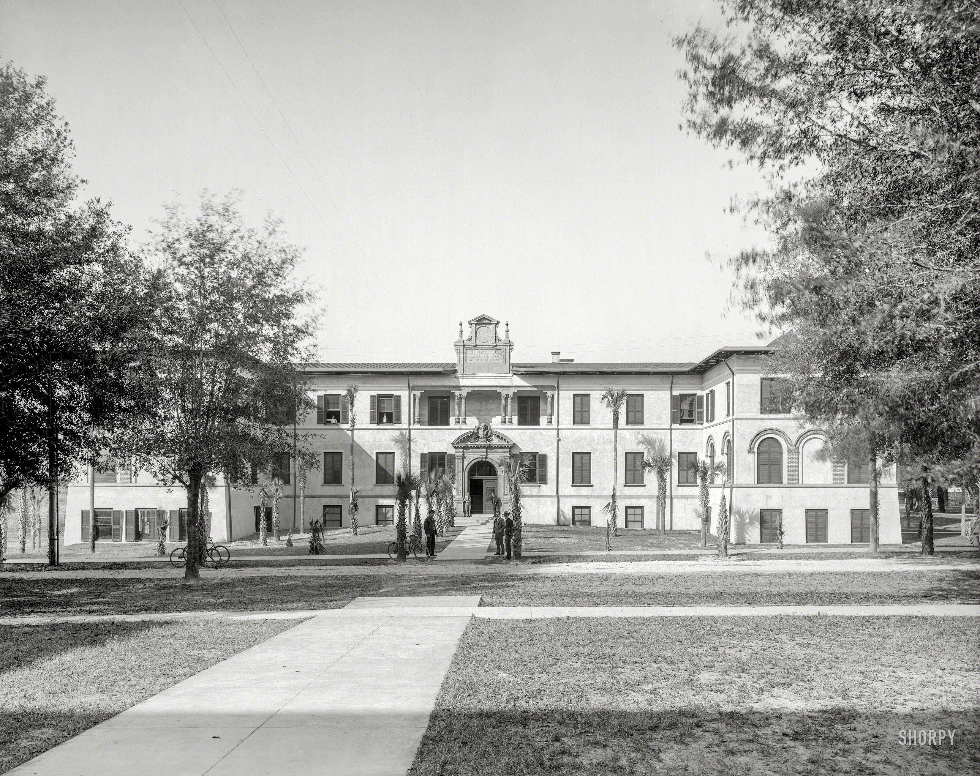 DeLand, Florida, circa 1904. "School of Technology and Hall of Science, John B. Stetson University." 8x10 inch dry plate glass negative. View full size.