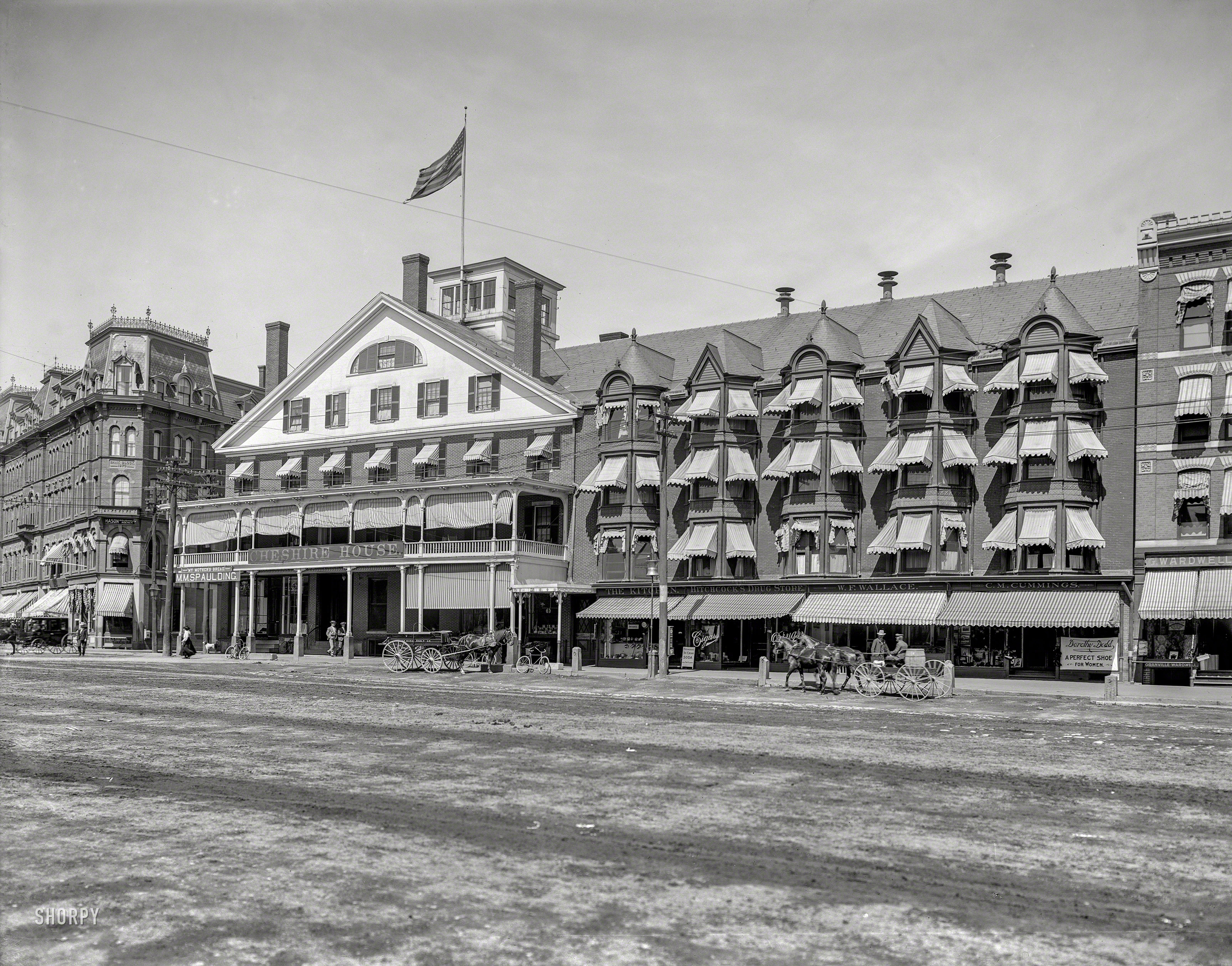 Keene, New Hampshire, circa 1905. "Cheshire House." 8x10 inch dry plate glass negative, Detroit Photographic Company. View full size.