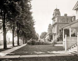 St. Clair, Michigan, circa 1905. "Residences on Front Street." Not for the stair-averse. 8x10 inch dry plate glass negative, Detroit Publishing Company. View full size.