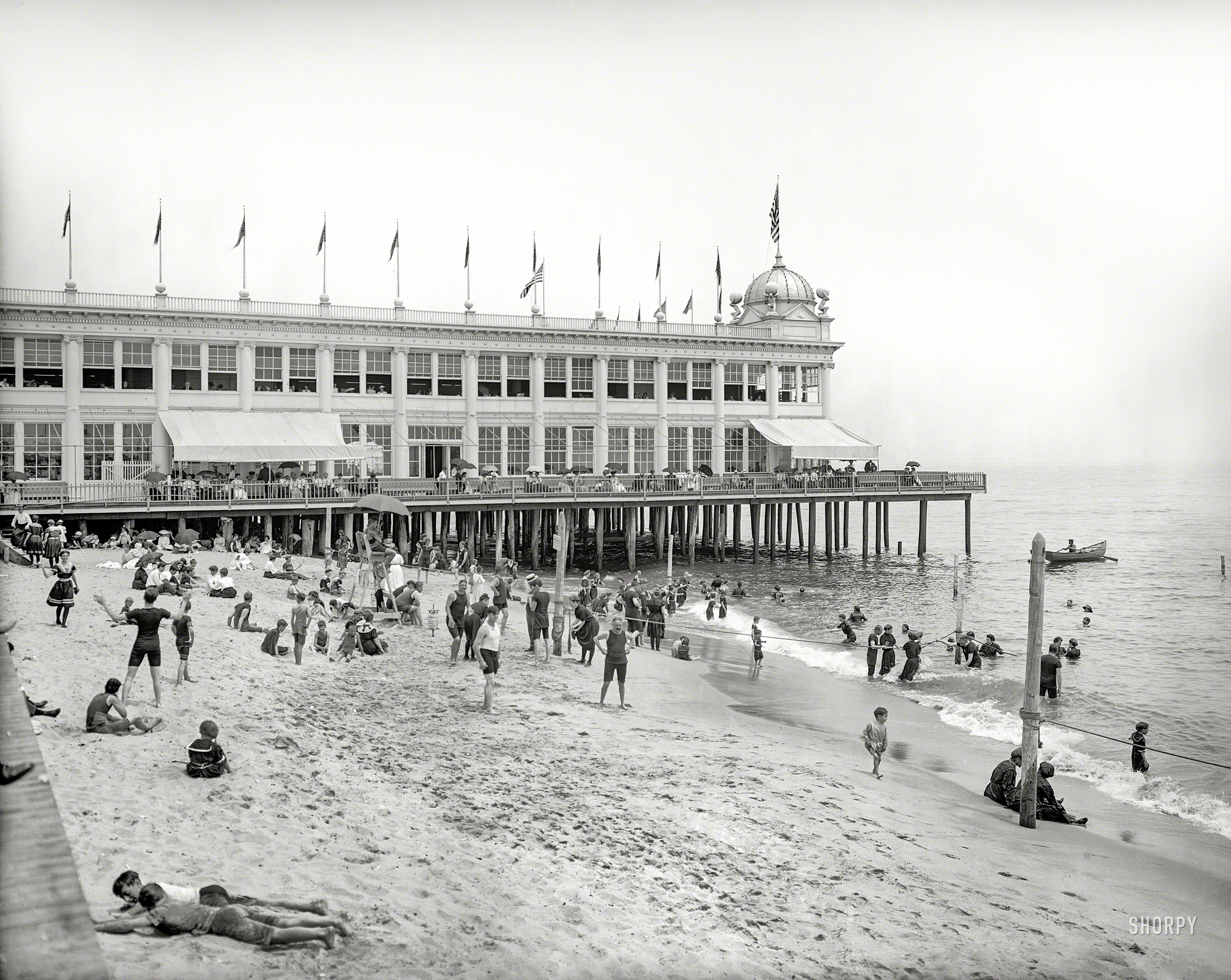 The Jersey Shore circa 1905. "The Casino, Asbury Park." Greetings from your great-great grandparents. 8x10 inch dry plate glass negative. View full size.