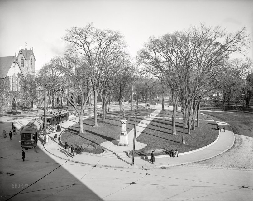 1906. "Park Square -- Pittsfield, Massachusetts." The bronze soldier was cast from Civil War cannon barrels. 8x10 inch glass negative, Detroit Publishing Company. View full size.
