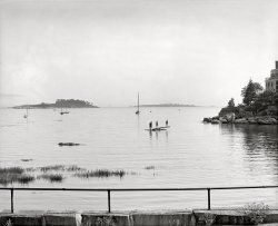 Manchester, Massachusetts, circa 1906. "Baker's Island from harbor." 8x10 inch dry plate glass negative, Detroit Publishing Company. View full size.