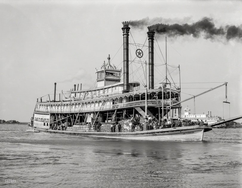 Circa 1910. "Packet steamer Jas. T. Staples." 8x10 inch dry plate glass negative, Detroit Publishing Company. View full size.
