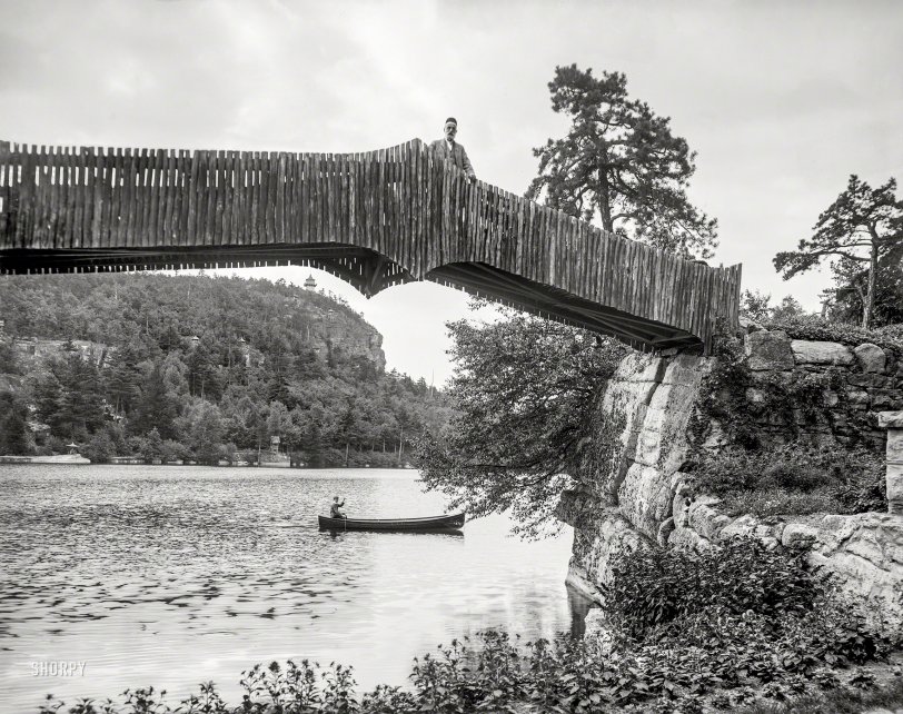 Mohonk Lake, N.Y., circa 1902. "Sky Top from rear of Mohonk Mountain House." 8x10 inch glass negative, Detroit Photographic Company. View full size.
