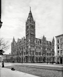 Circa 1905. "City Hall -- Richmond, Virginia." Completed in 1894 at a cost of $1.3 million. 8x10 inch glass negative, Detroit Publishing Company. View full size.